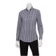Chef Works W500BWK2XL Women's Gingham Dress Shirt Dark Navy 2XL