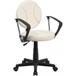Flash Furniture BT-6179-BASE-A-GG Baseball Swivel Task Chair with Arms