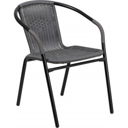 Flash Furniture 2-TLH-037-GY-GG Gray Rattan Indoor-Outdoor Restaurant Stack Chair, Set of 2