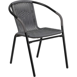 Flash Furniture 2-TLH-037-GY-GG Gray Rattan Indoor-Outdoor Restaurant Stack Chair, Set of 2