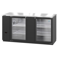 Hoshizaki BB69 Refrigerator, Two Section, Black Vinyl Back Bar Back Bar, Solid Doors