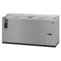 Hoshizaki CC65 Refrigerator, Two Section, Black Vinyl Back Bar Bottle Cooler, Slide Top Doors