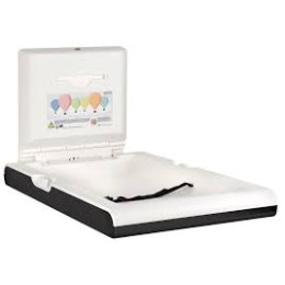 Saniflow CP0016VCSB-ASTM Baby Changing Station White Polypropylene Finish Black Stainless Steel Exterior Vertical
