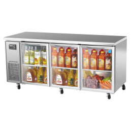 Turbo Air JUR-72-G J Series Glass Door Undercounter Side Mount Refrigerator 19 cu ft