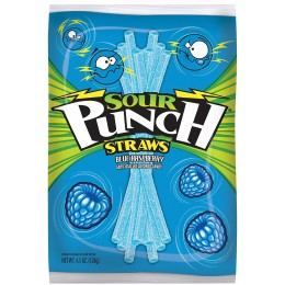Sour Punch Straws Blue Raspberry, 4.5 oz Each, 24 Total
