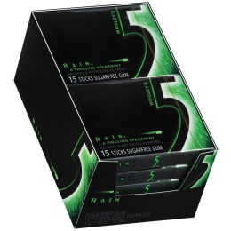 5 Gum Rain Slim Pack, 15 Pieces Each, 12 Boxes of 10 Packs, 120 Total