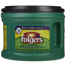 Folgers Classic Roast Ground Decaf Coffee, 22.6 oz Each, 6 Cans Total