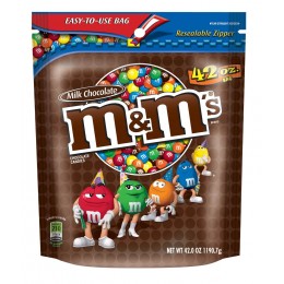 M & M's Milk Chocolate Stand Up Pouch, 42 oz Each, 6 Bags Total