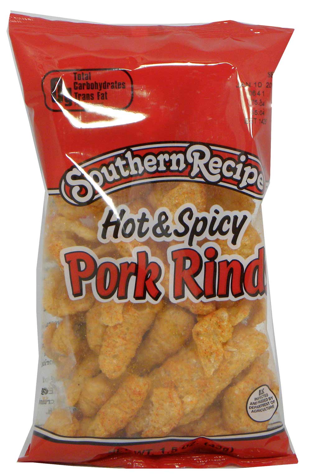 Southern Recipe Hot & Spicy Pork Rinds, .875 oz Each, 60 Bags Total
